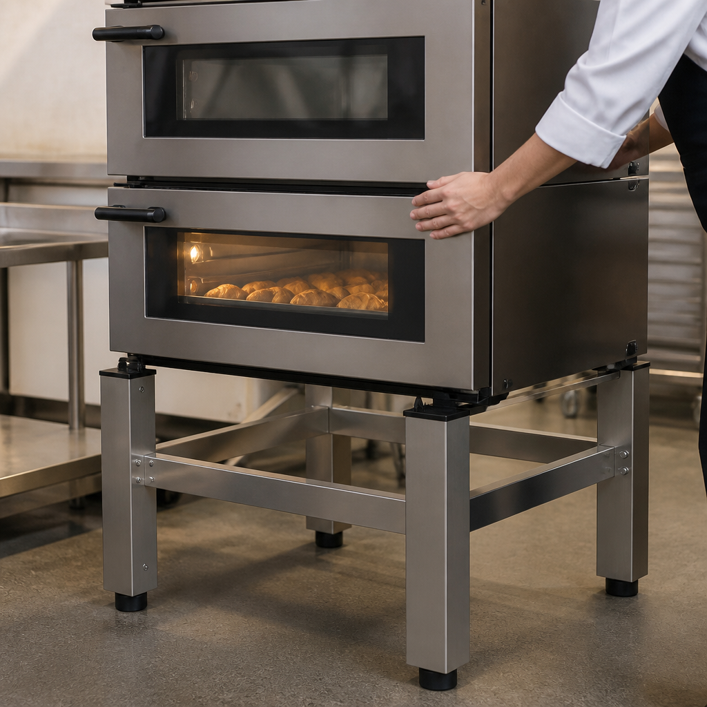Commercial low stand for stacking ovens 355mm high stainless steel