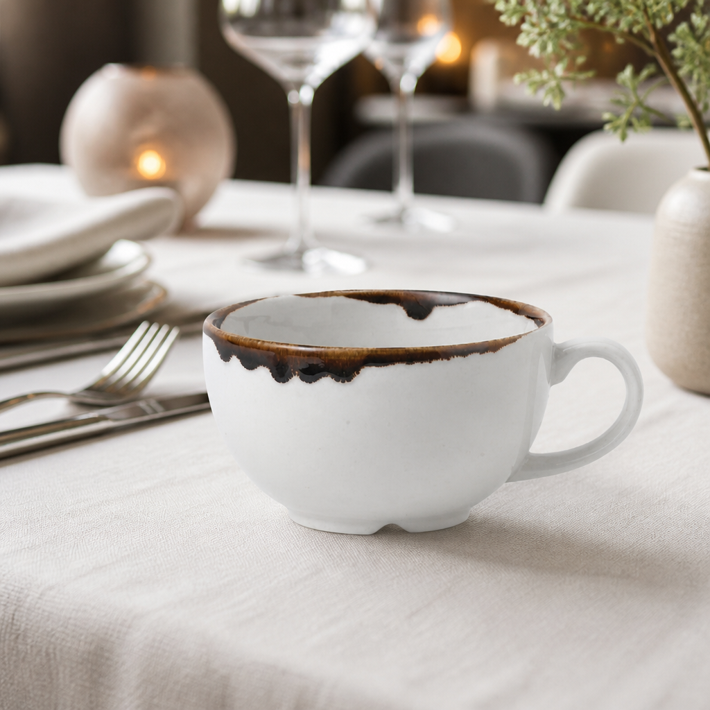 Commercial Cappuccino Cups 227ml Vitrified Ceramic 12 Pack