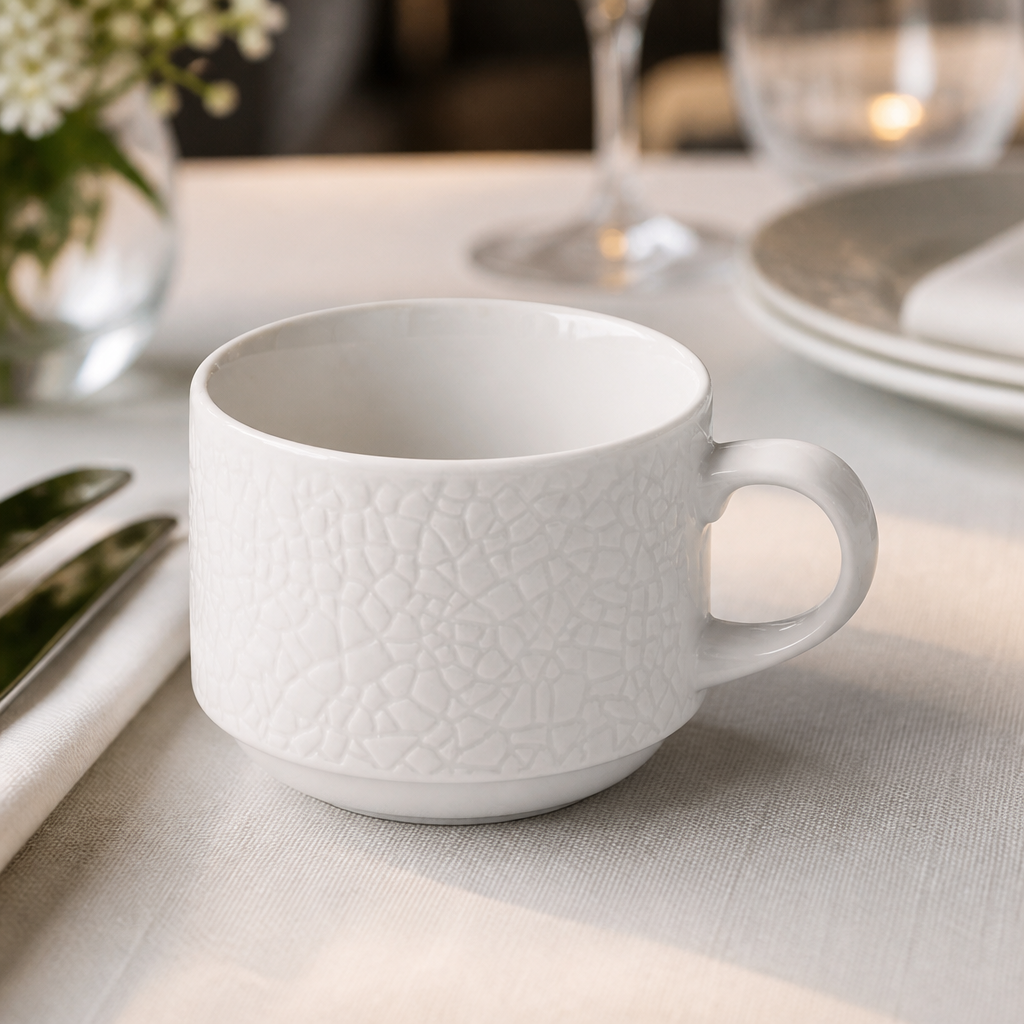 12 pack of 220ml commercial stacking ceramic cups