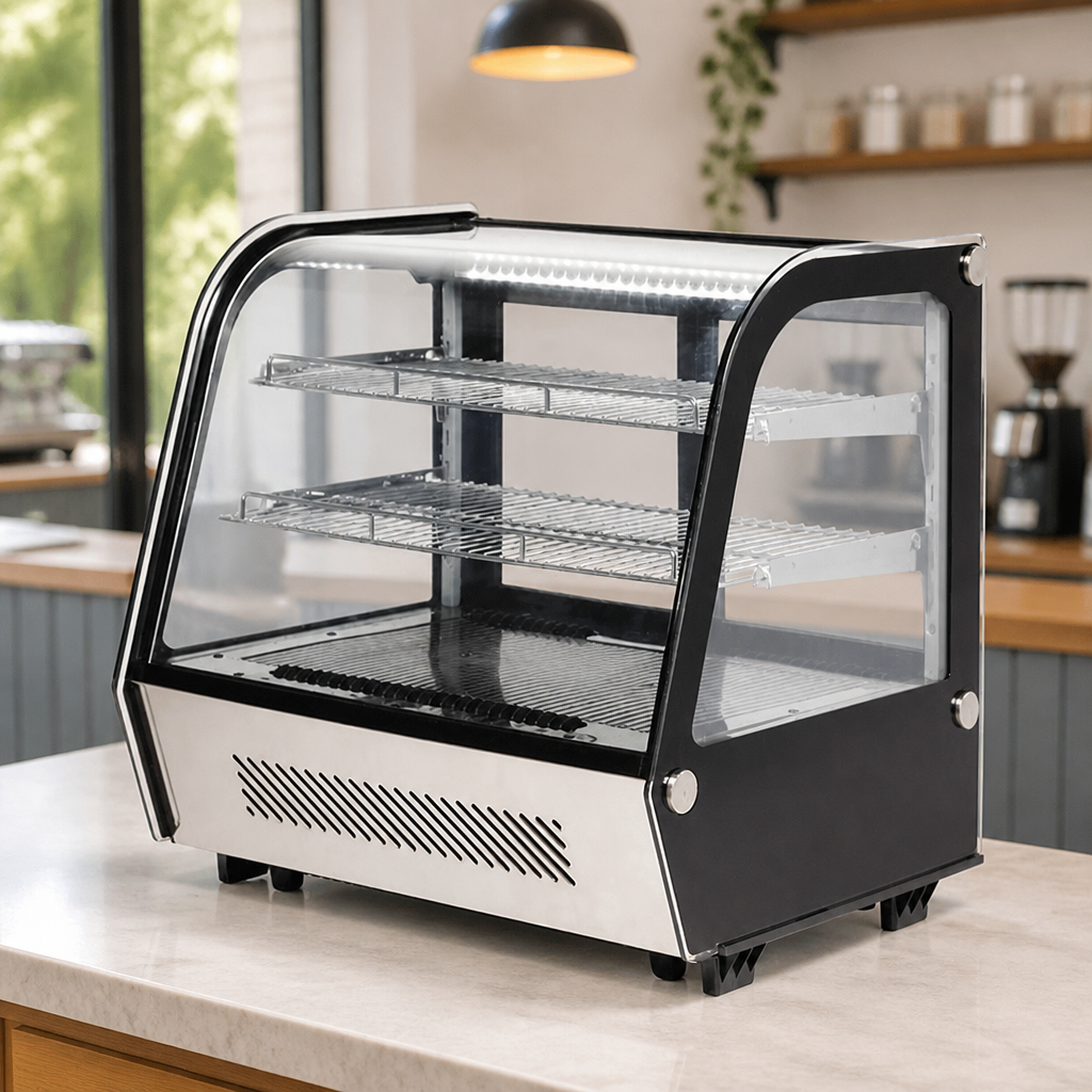 Energy Efficient Countertop Food Display Fridge Black 120Ltr