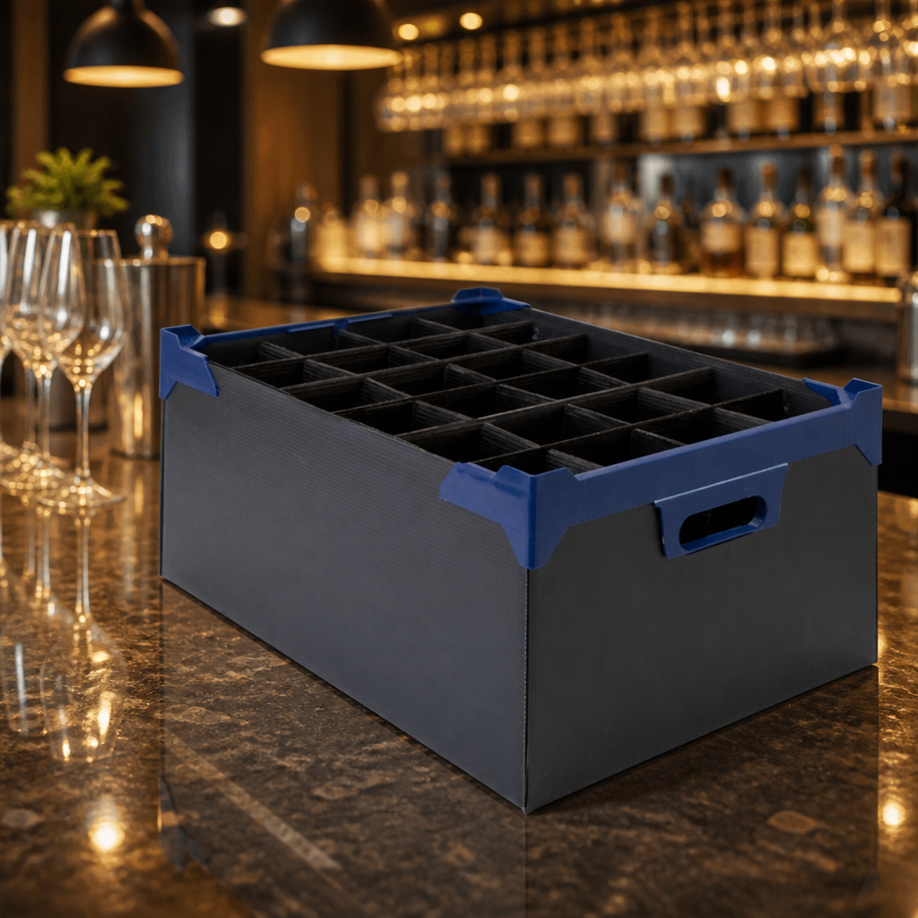 Commercial Glass Storage Box for 24 Wine Glasses 500x345x200mm