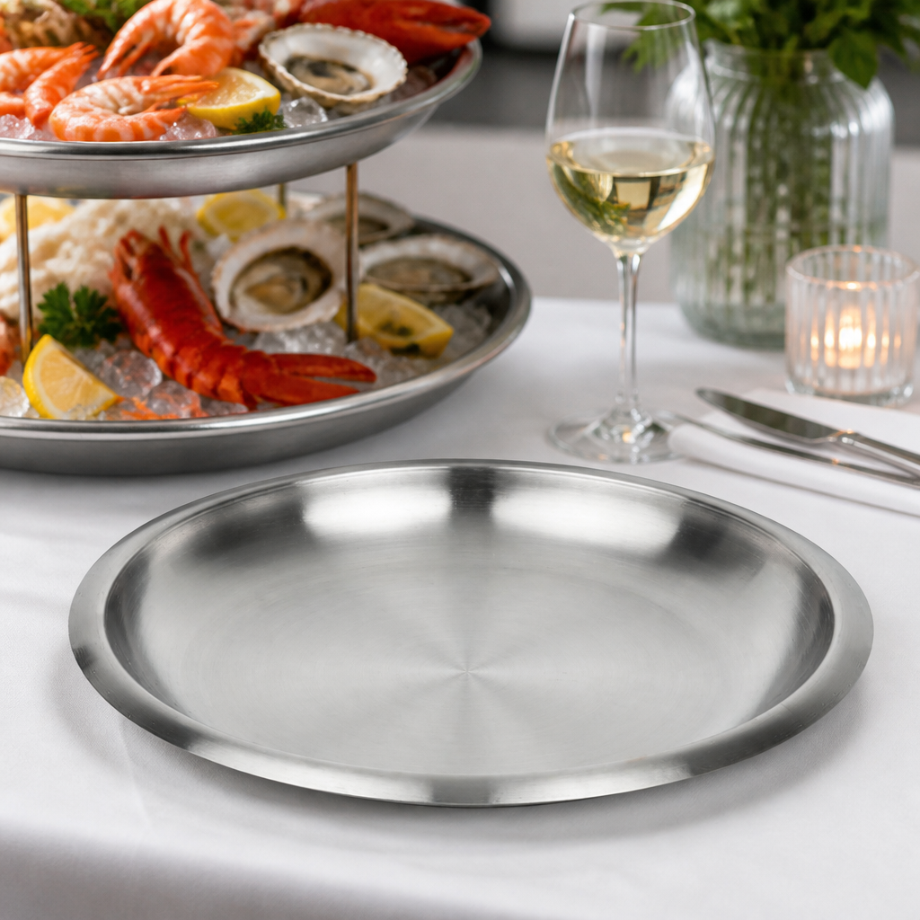 Commercial Stainless Steel Seafood Platter Tray 880g Capacity