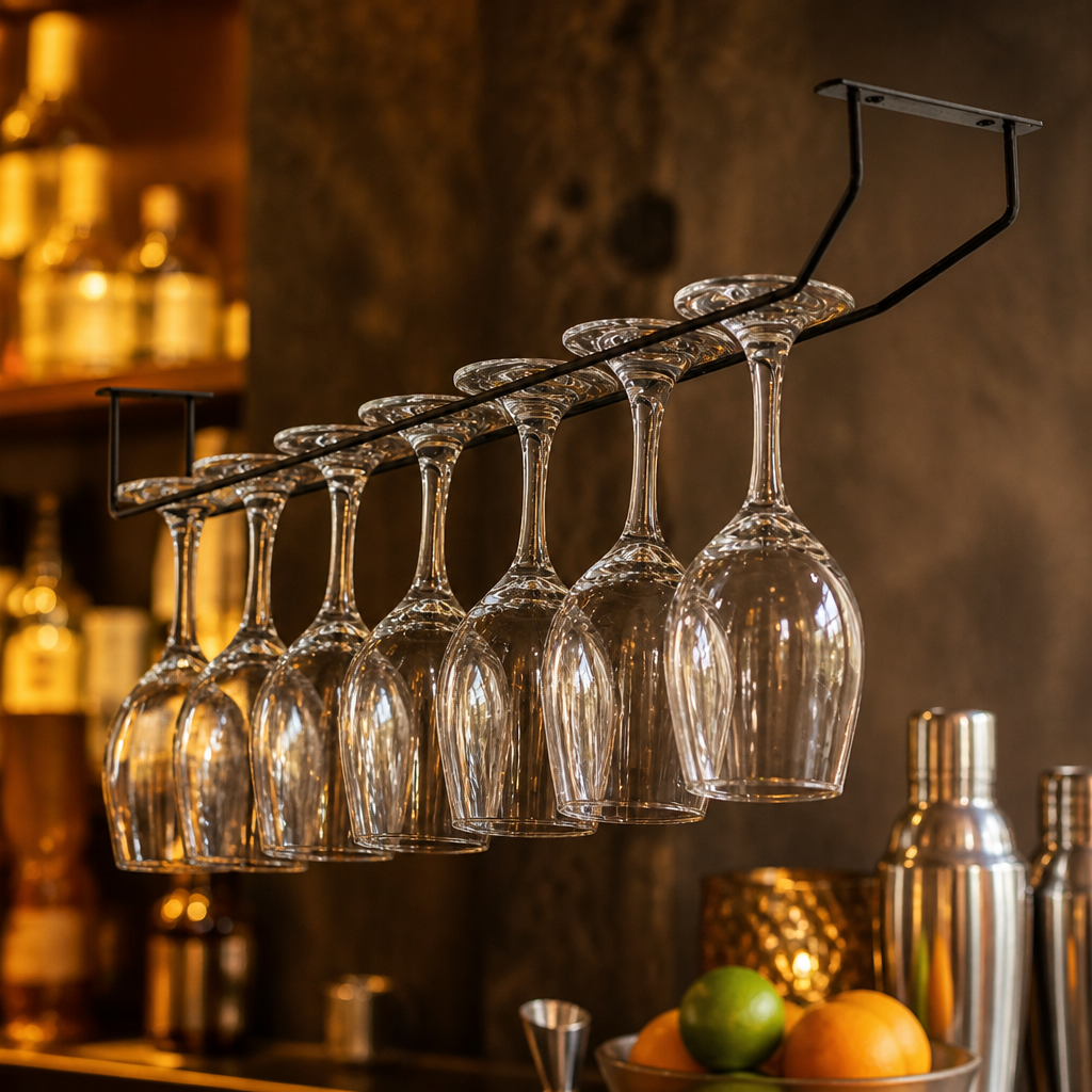 Commercial Wine Glass Rack 610mm Black Wire Storage Solution