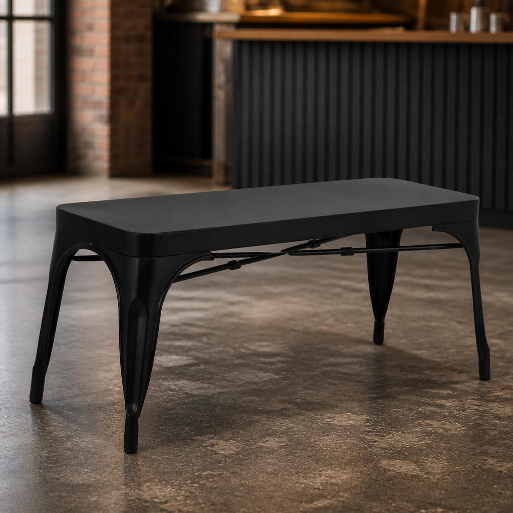 Commercial Metal Benches Black 1000mm - 2 Pack