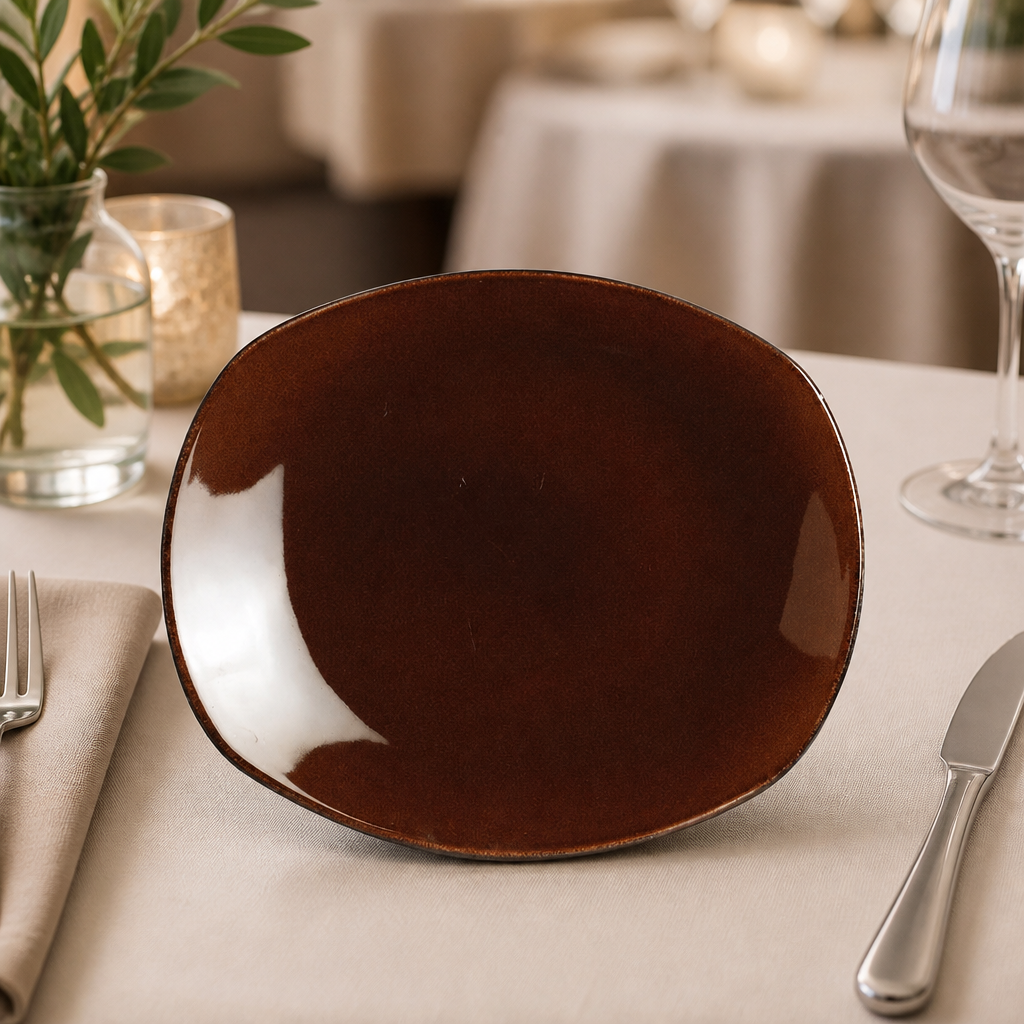 Commercial Porcelain Plates 255mm Mocha Spice 24 Pack