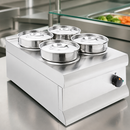 Commercial Bain Marie 4 Pot 600mm Countertop 750W Dry Heat