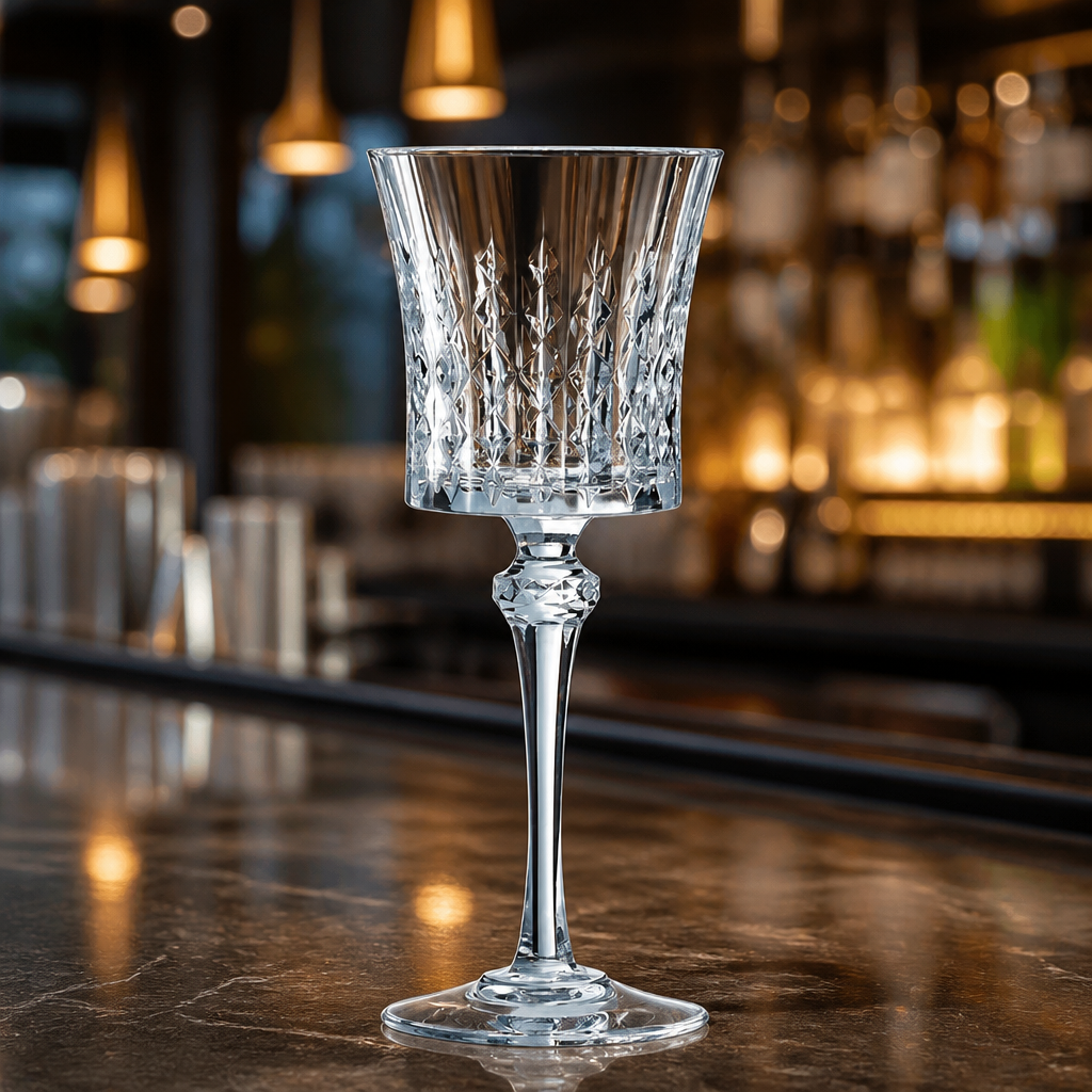190ml Commercial Wine Glasses - 8 Pack Elegant Cut-Glass Design