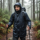 Premium Breathable Waterproof Jacket with Fixed Hood and Storm Flap for Ultimate Weather Protection