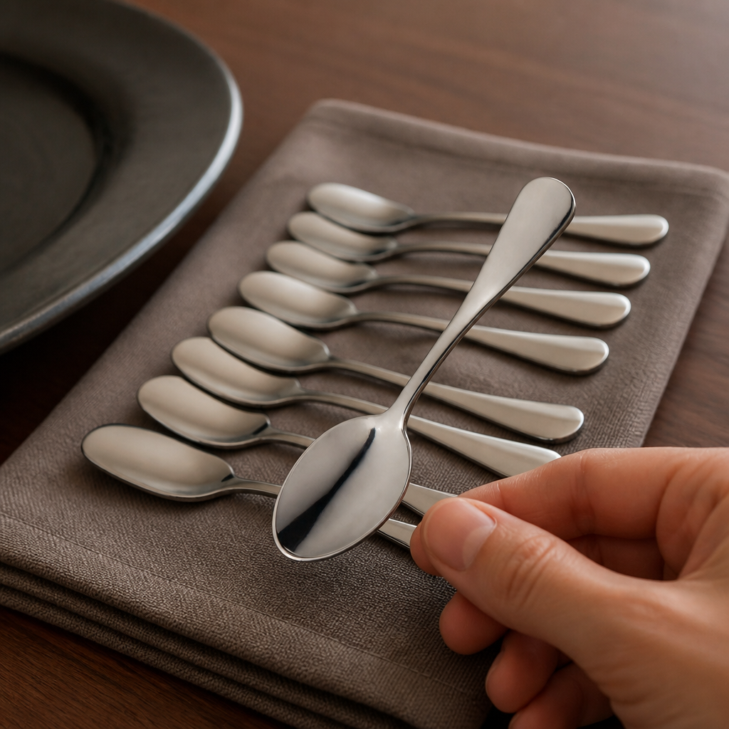 Set of 12 stainless steel commercial teaspoons, 130mm