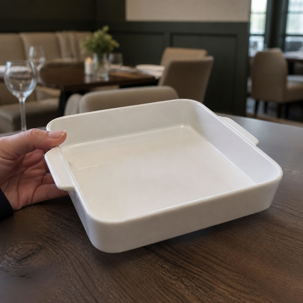 Commercial Roasting Dish 200x180x40mm Porcelain 3 Pack