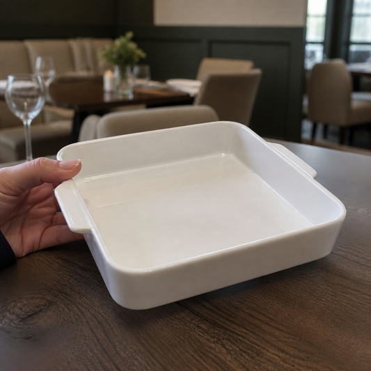 Commercial Roasting Dish 200x180x40mm Porcelain 3 Pack