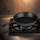 Commercial Cast Iron Ribbed Skillet Pan 26cm 1.74L