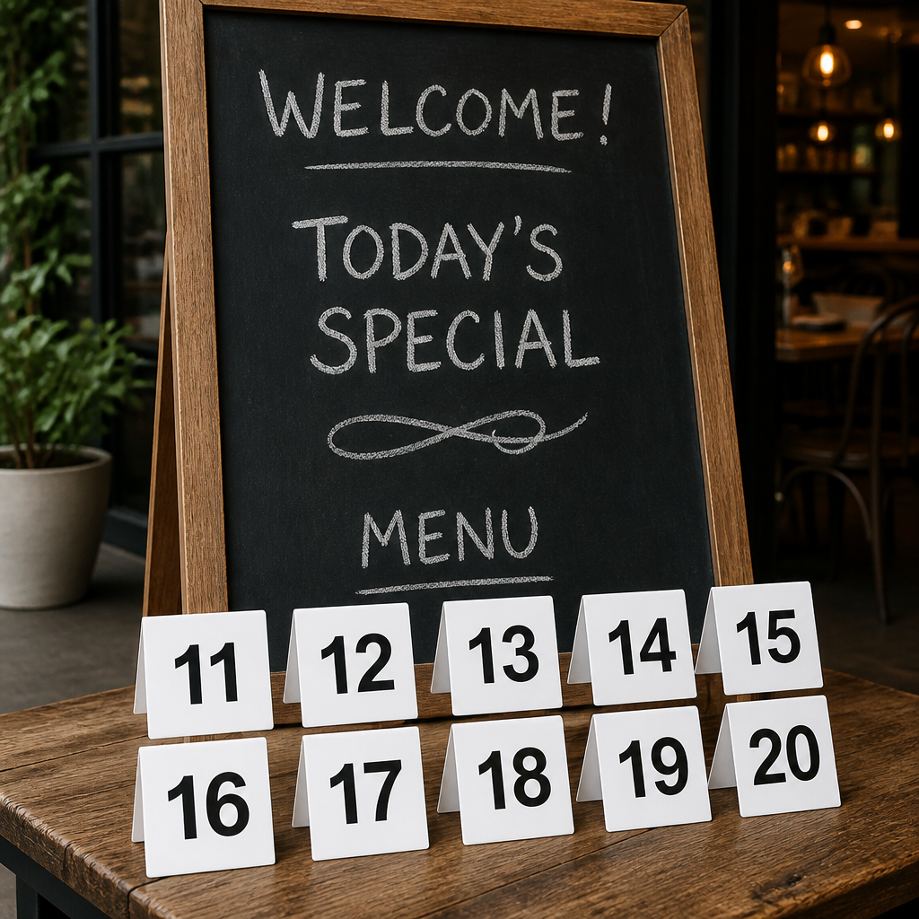 Commercial Plastic Table Numbers Set 11-20 for Restaurants