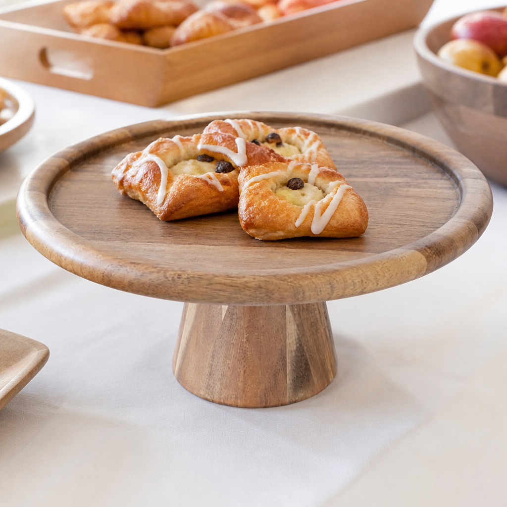 Commercial Acacia Cake Stand 305x127mm eco-friendly design