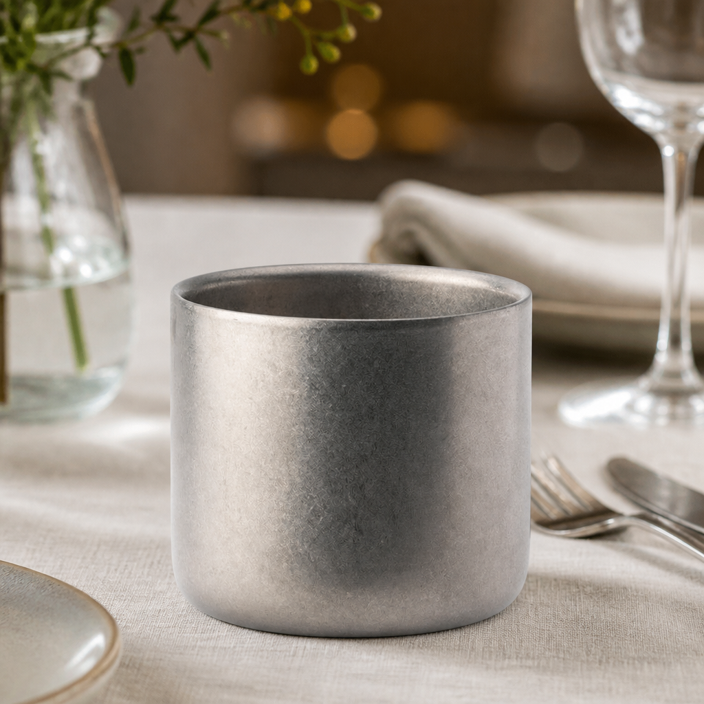 Commercial Double Wall Cups Stainless Steel 82mm Pack of 6