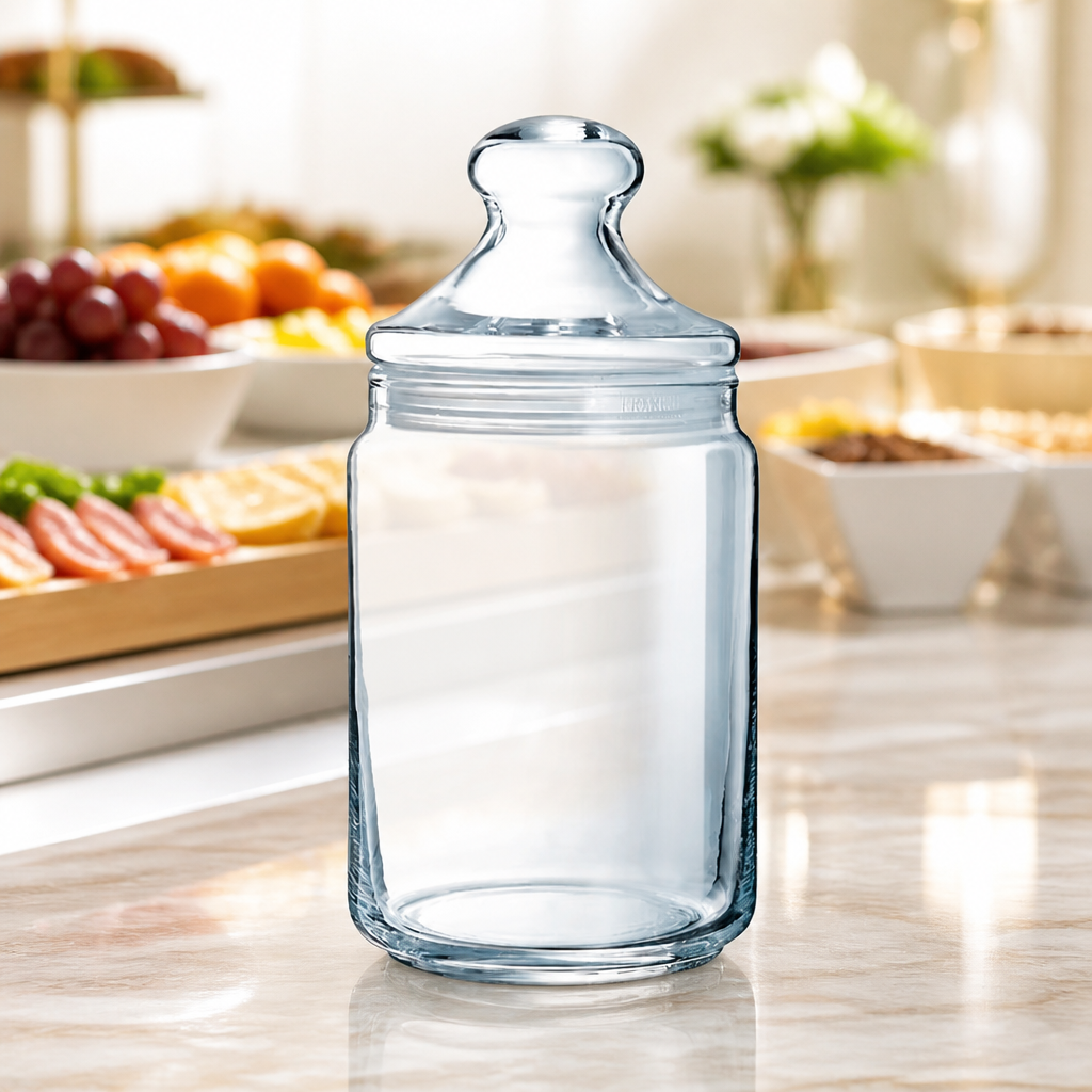 1Ltr Commercial Biscotti Jars - Airtight Glass Storage Containers