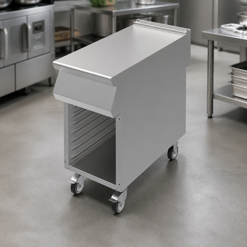 Commercial Open Cabinet With Pressed Runners on Castors 900mm