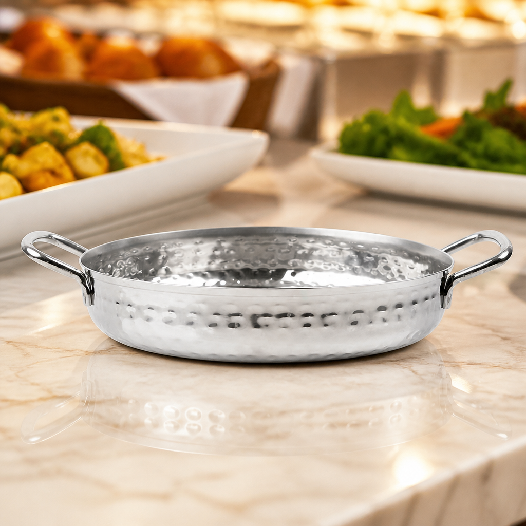 Commercial Hammered Stainless Steel Dish 180mm