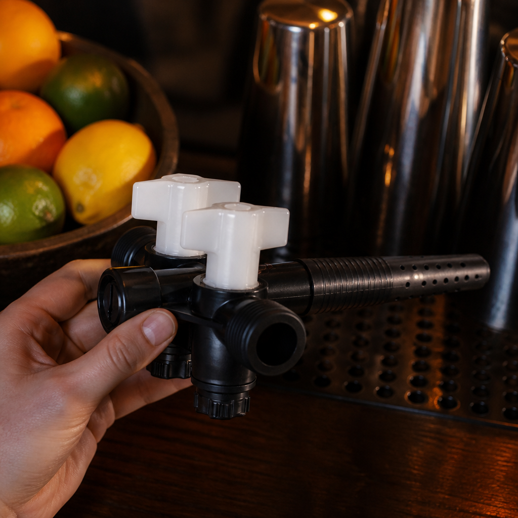 Commercial double tap for pub and cellar equipment