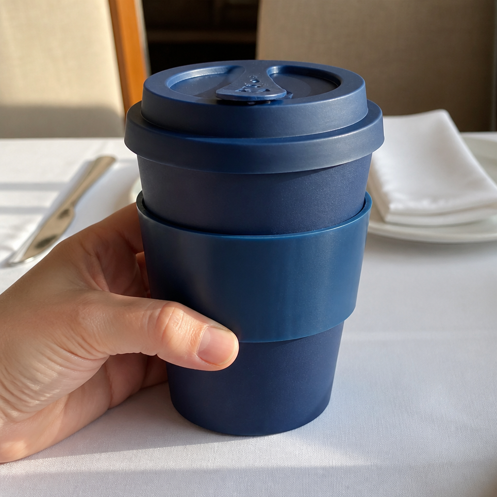 12oz Reusable Coffee Cup with No-Drip Lid and Silicone Sleeve