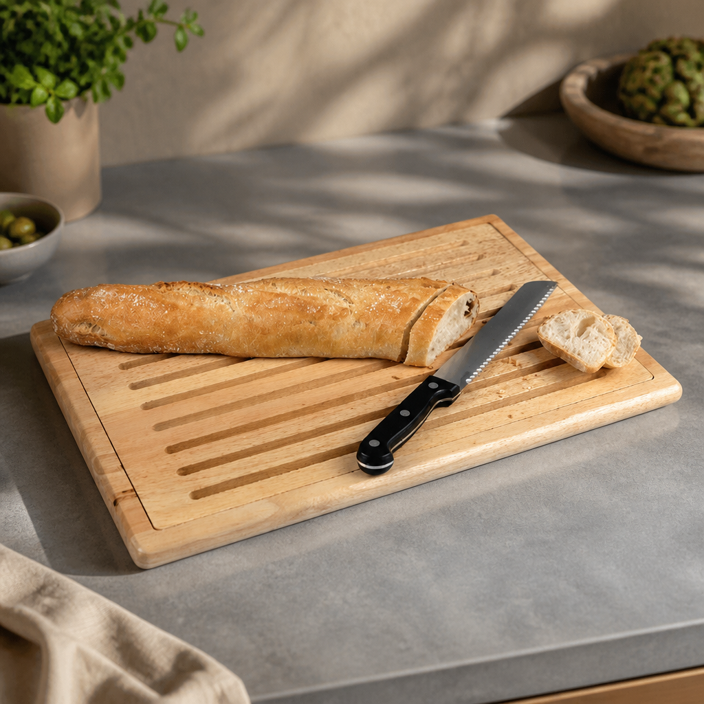 Commercial Wooden Chopping Board 530x325mm Anti-Slip Feet