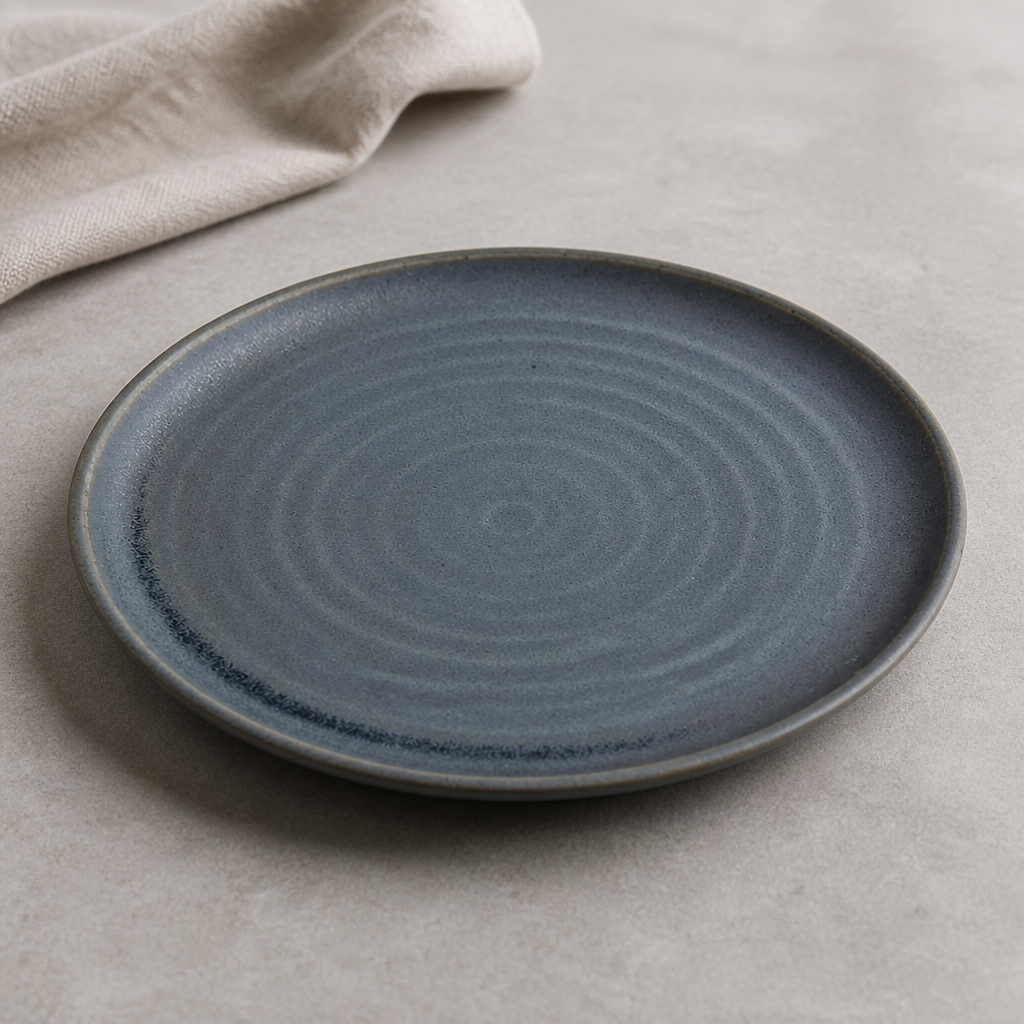 Commercial Stoneware Small Rim Plates Blue Granite 265mm 6 Pack