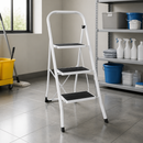 Commercial Folding Step Stool 3 Tread Durable Steel 150kg Capacity