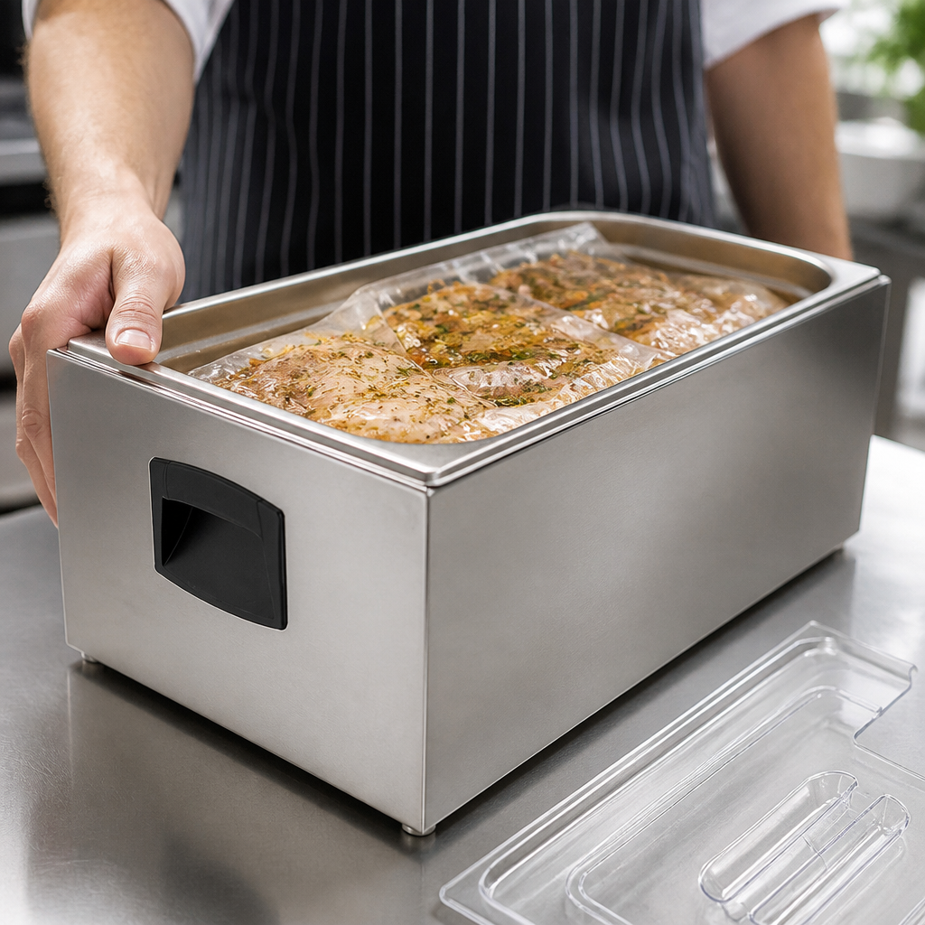 Commercial 1/1 GN Stainless Steel Tray with Clear Lid