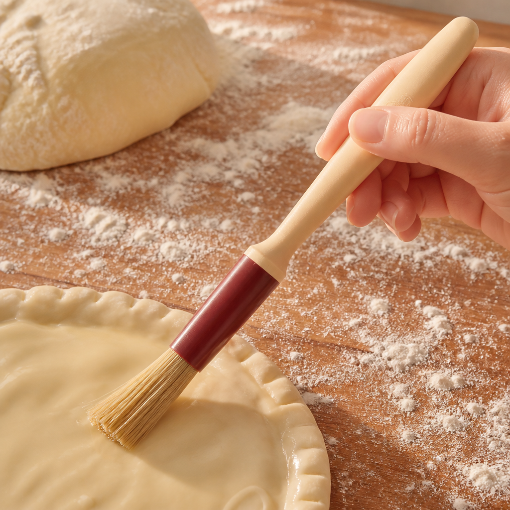 Commercial Pastry Brush 15mm Round Head with natural bristles