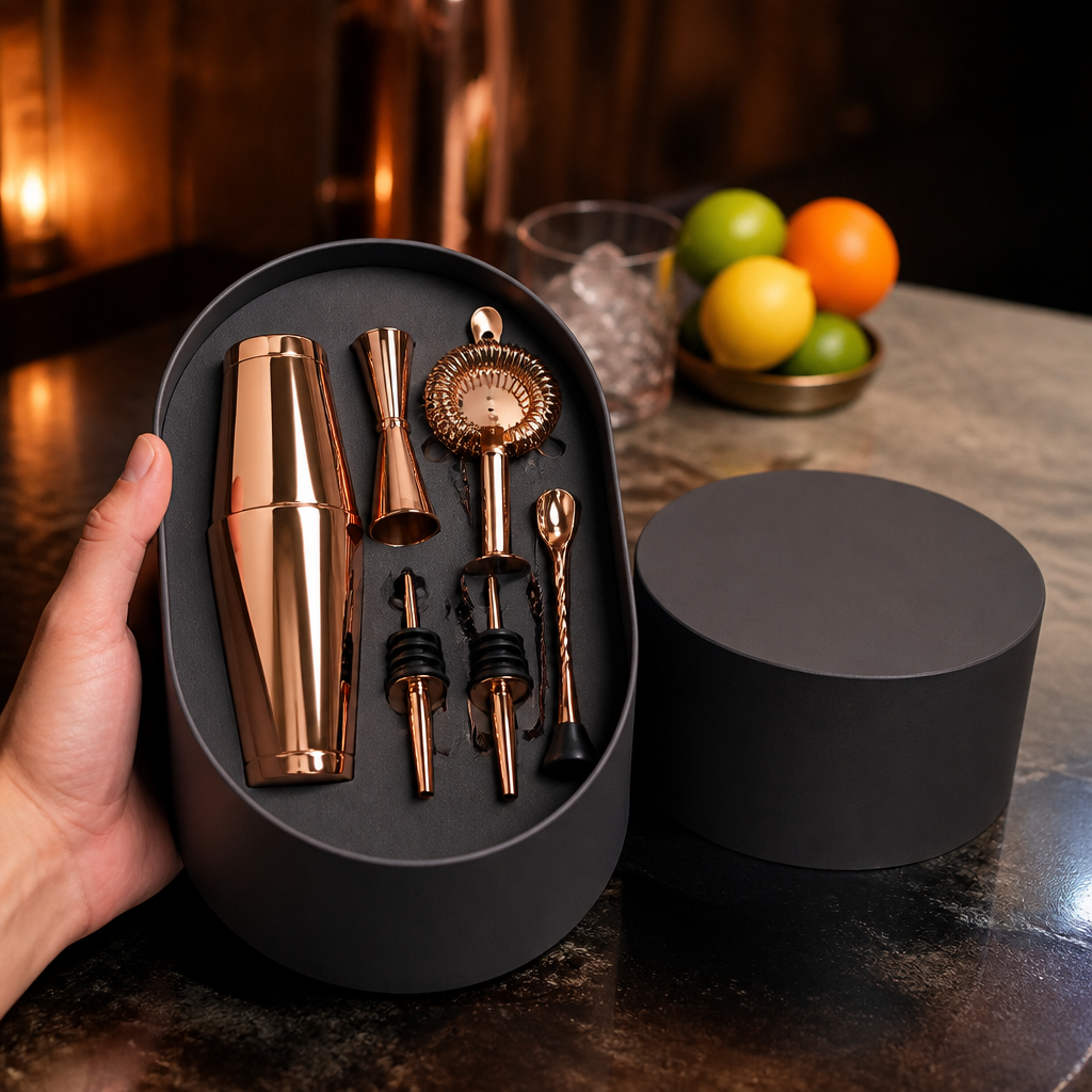 8-Piece Copper Cocktail Set for Bartenders