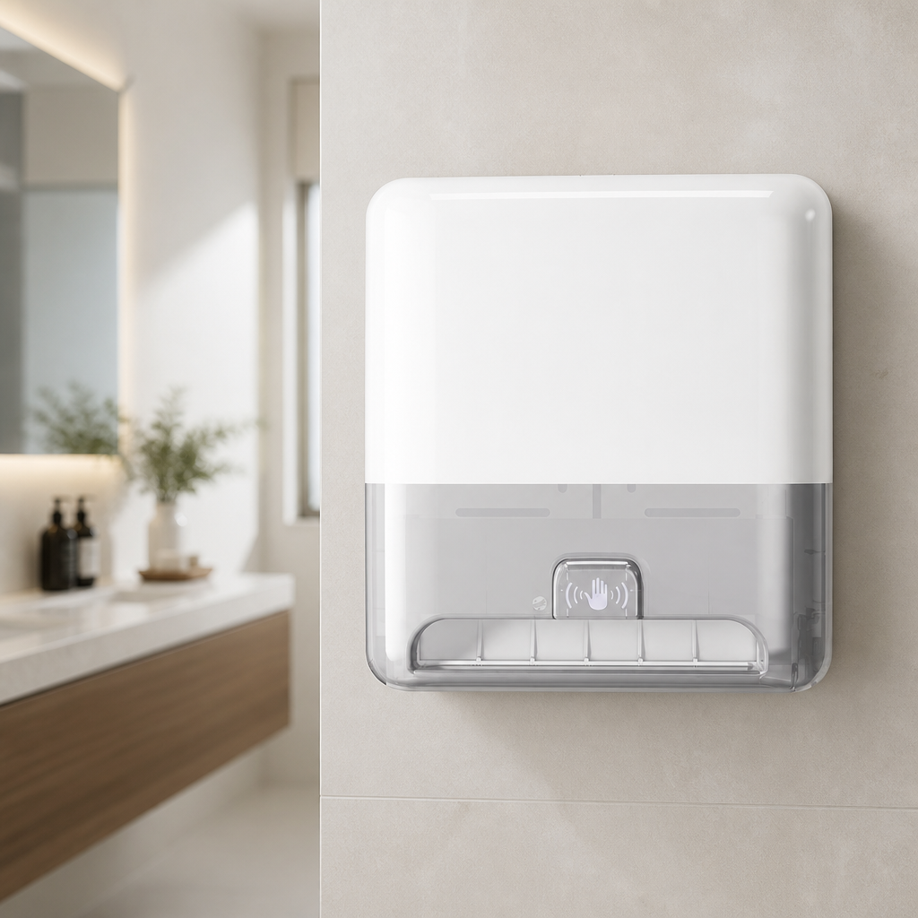 High-Capacity Automatic Hand Towel Roll Dispenser for Washrooms