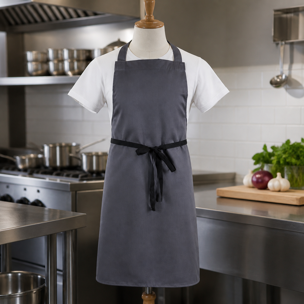Commercial Charcoal Bib Apron 710mm x 960mm Adjustable Fit