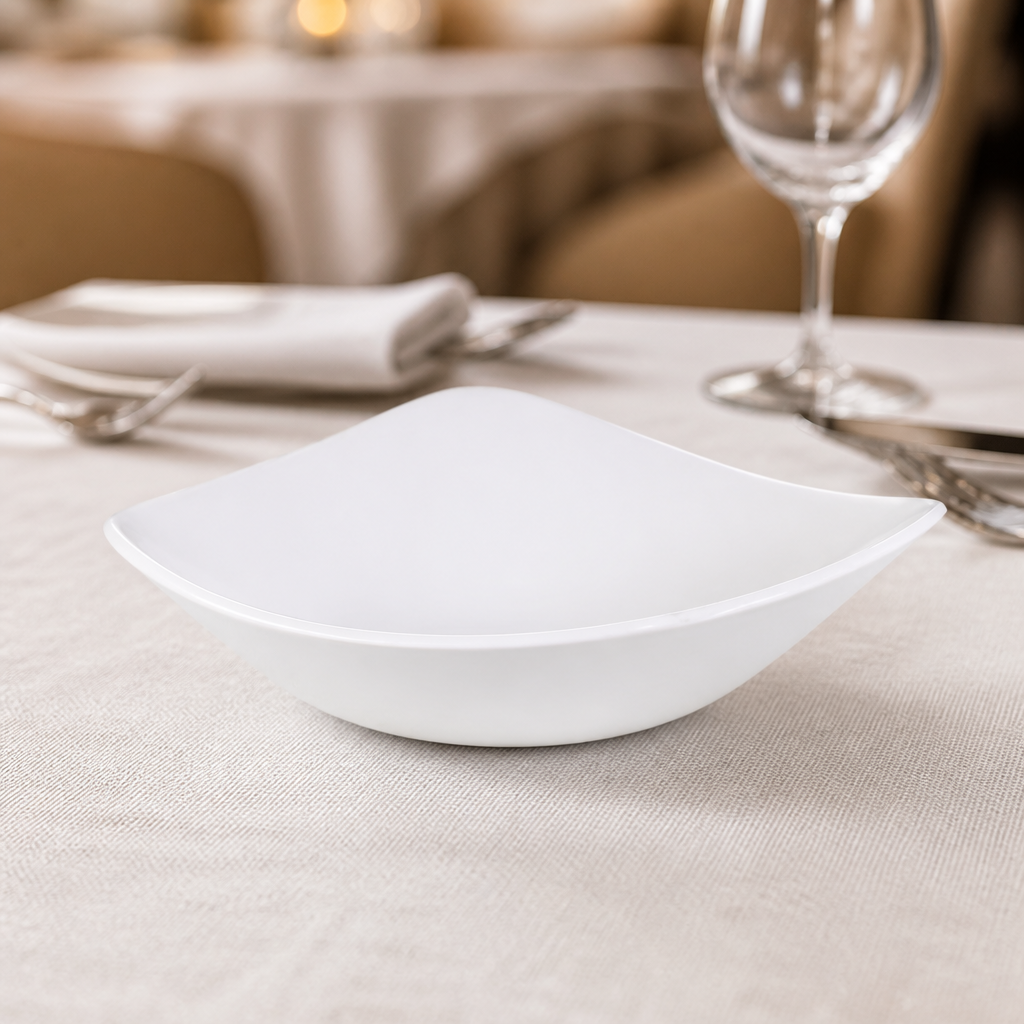 White triangle bowls 235mm 600ml commercial catering set of 12