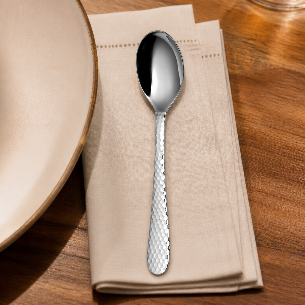 Set of 12 high-quality stainless steel dessert spoons