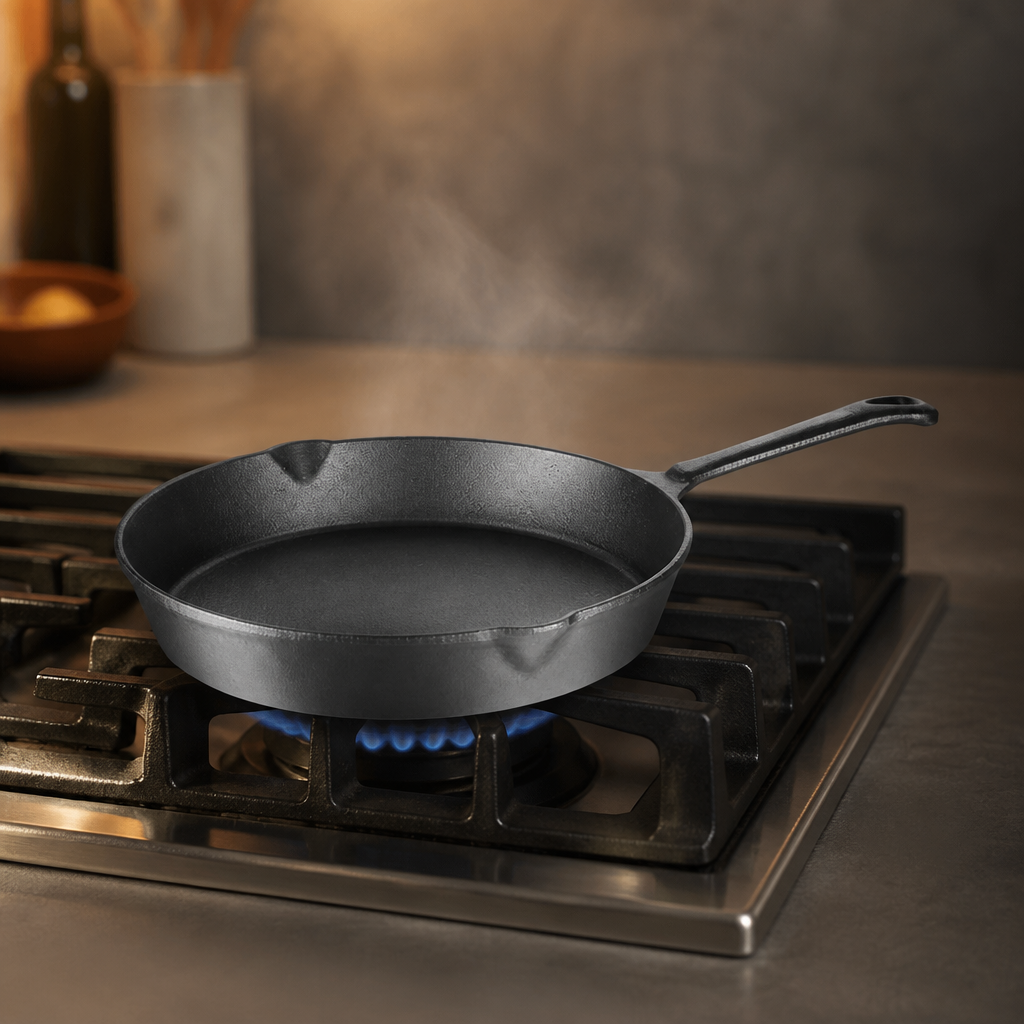 25cm Commercial Cast Iron Skillet Pan with 1.67 Ltr capacity
