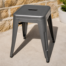 Commercial Low Steel Stools - Stackable Outdoor Seating (4 Pack)