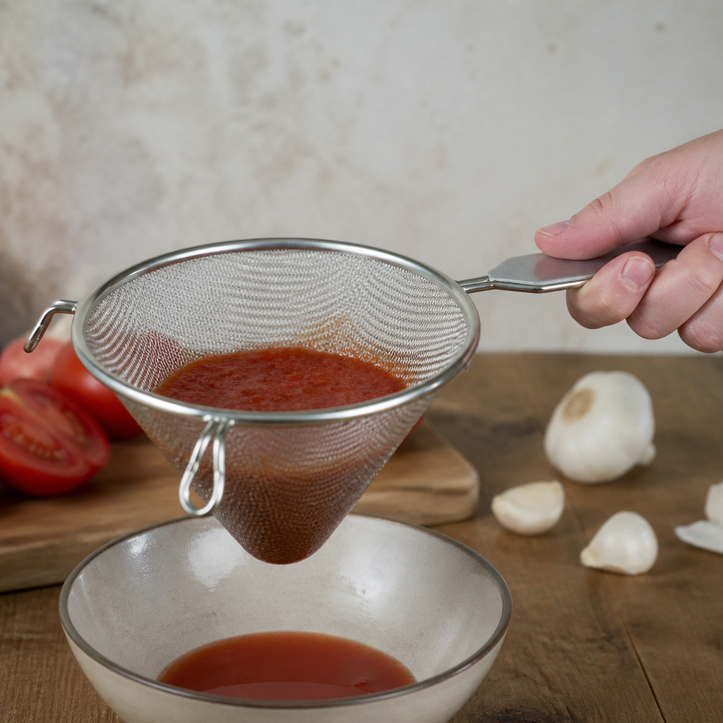 14cm Commercial Tinned Conical Strainer for kitchen use