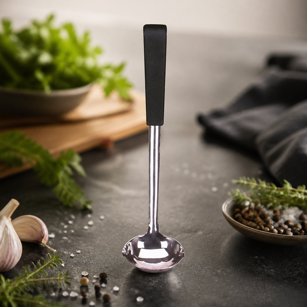 Commercial Stainless Steel Sauce Ladle 35ml with Black Handle