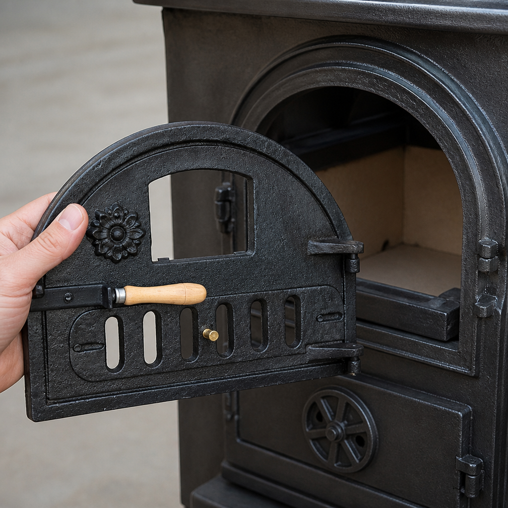 Commercial cast iron oven door with glass window 385x500mm