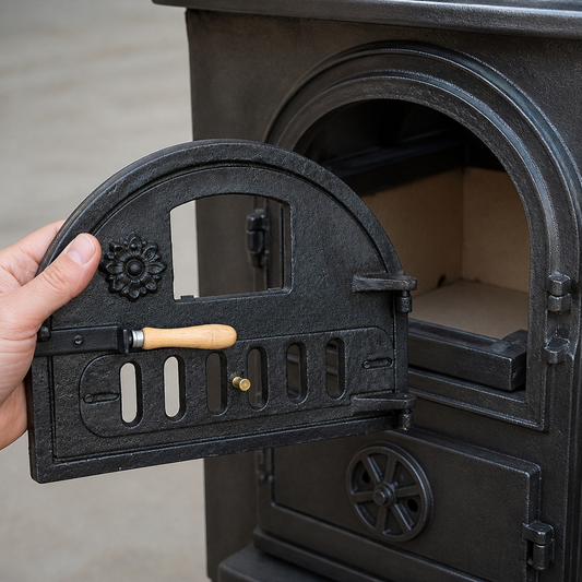 Commercial cast iron oven door with glass window 385x500mm