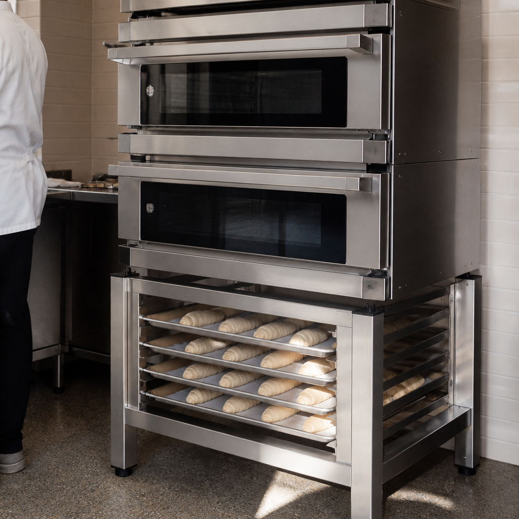 Commercial oven stand for six 600x400 baking trays