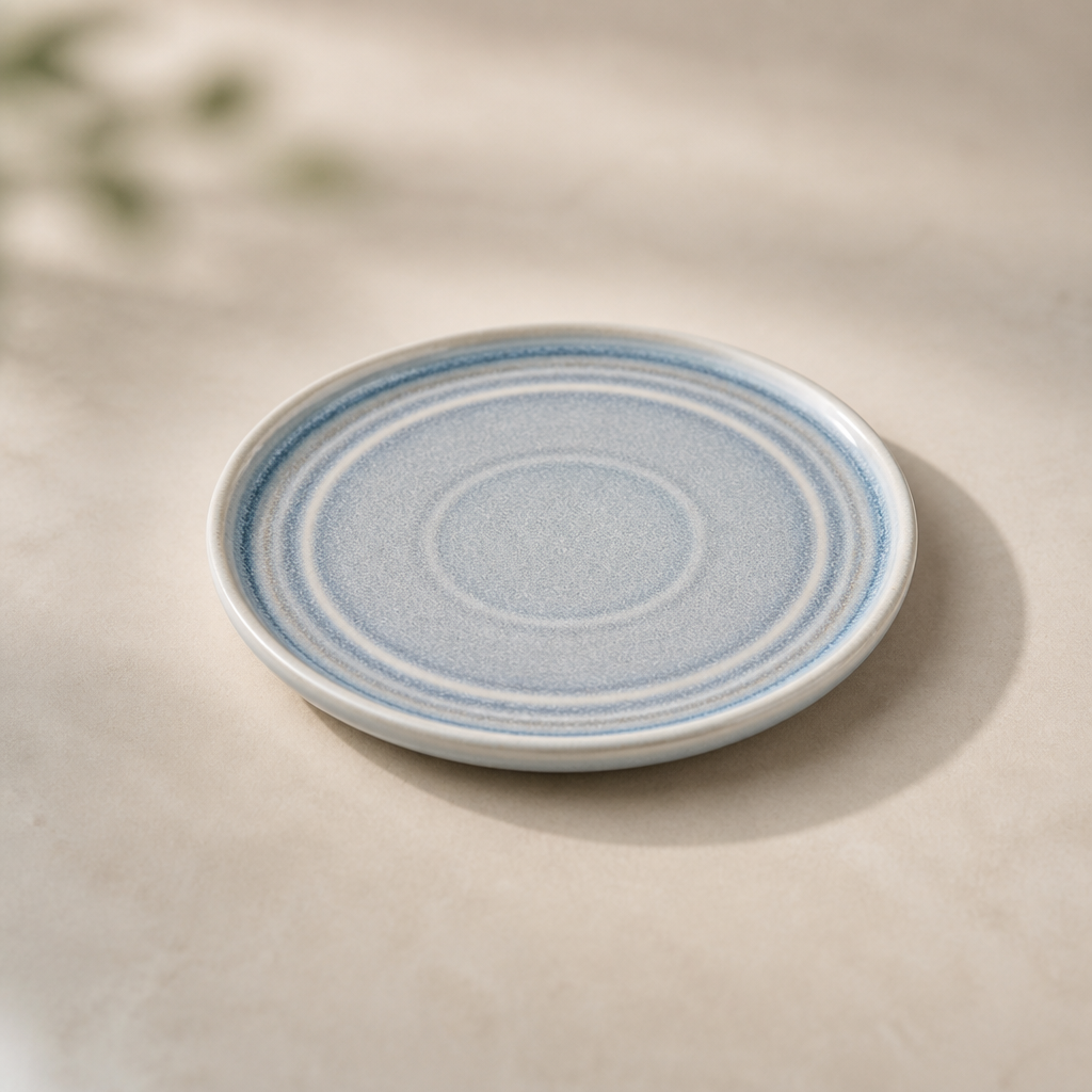 Commercial Ice Blue Flat Round Plates 180mm 6 Pack