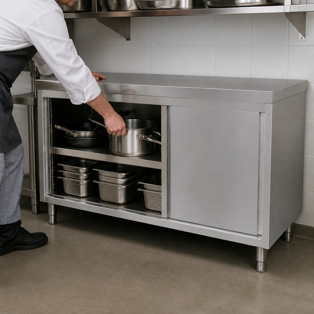 Commercial stainless steel floor standing cupboard 900x1800mm