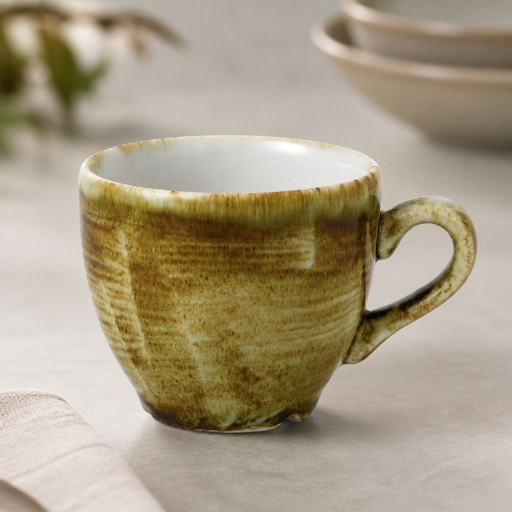 Commercial Espresso Cups 3.5oz Olive Porcelain 12 Pack