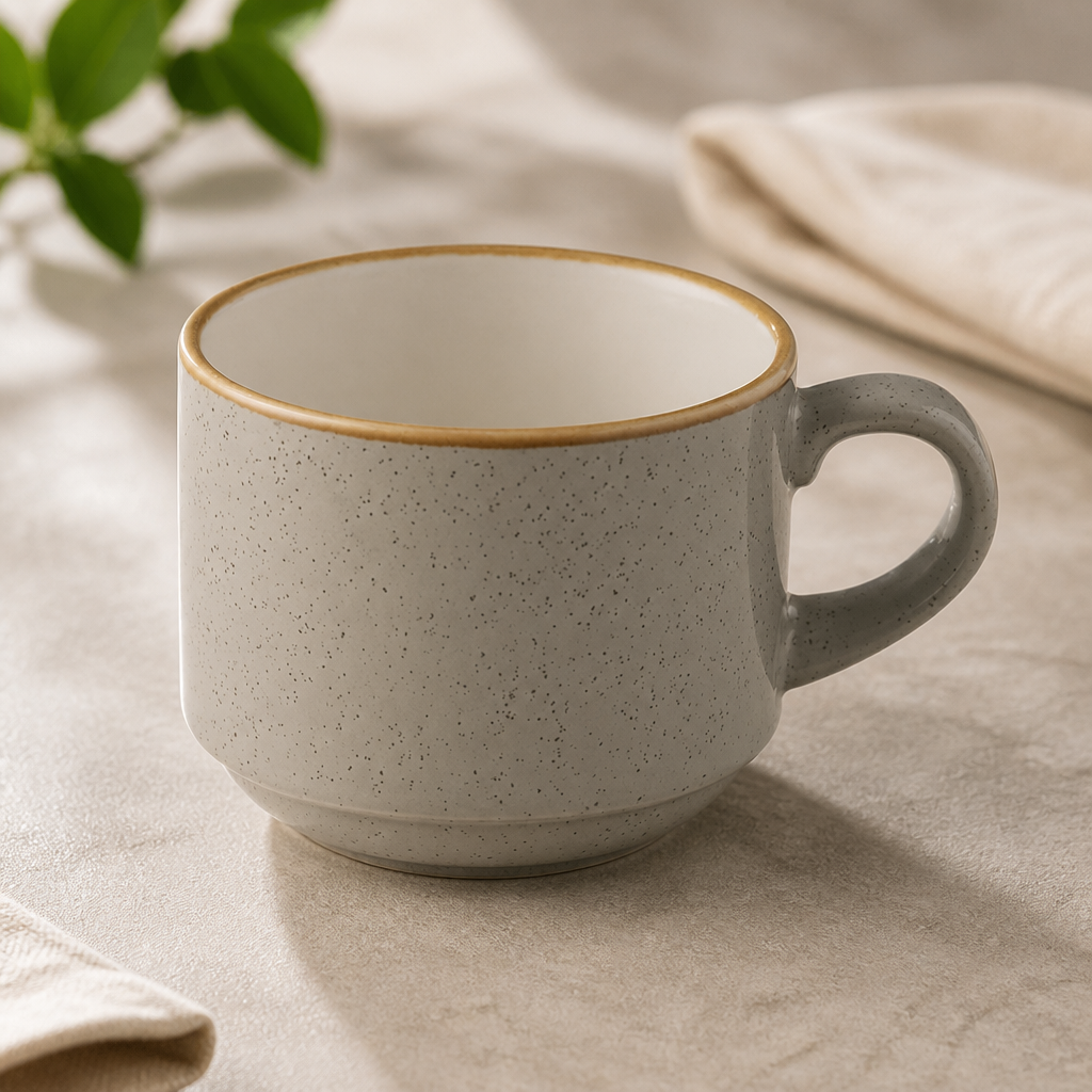 Commercial Stackable Tea Cups 227ml Grey 12 Pack