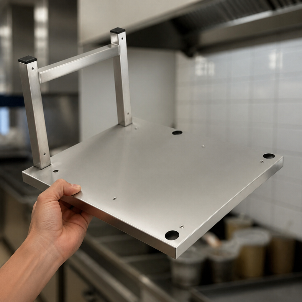 Commercial wall bracket for ovens in stainless steel