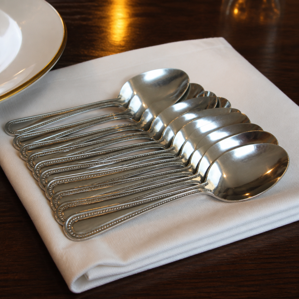 Commercial Bead Dessert Spoons 12 Pack 183mm Stainless Steel