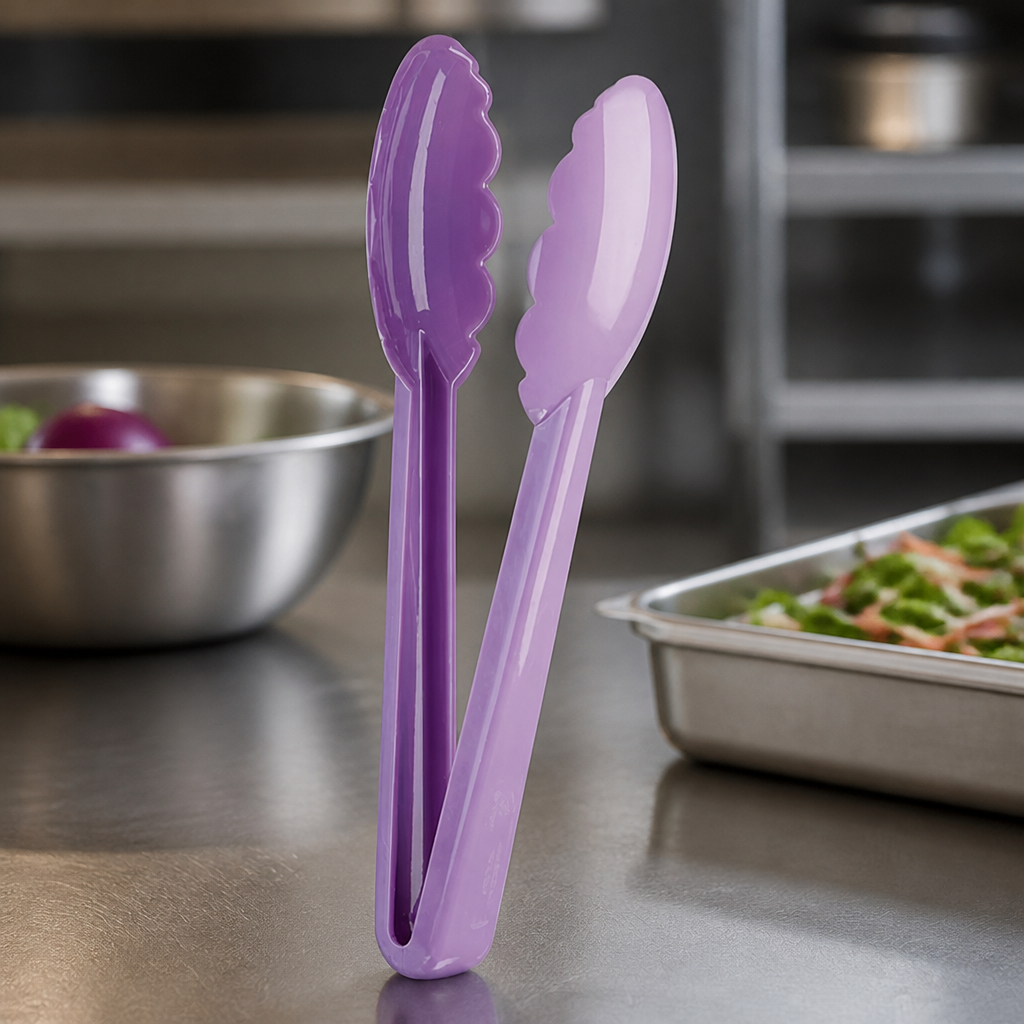 Commercial 240mm Utility Tongs Allergen Safety Purple