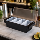 Commercial 4 Compartment Condiment Holder with Clear Lid
