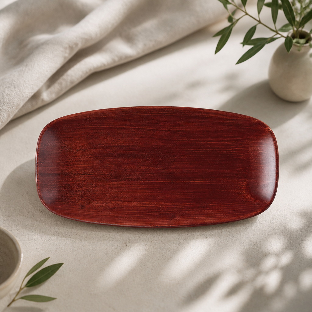 Commercial Oblong Plate Rust Red 287x152mm Super Vitrified Ceramic